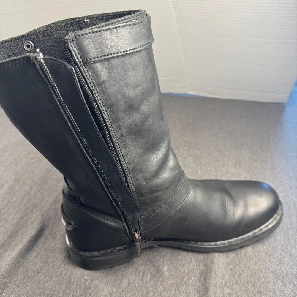Harley Davidson Mens Black Leather Motorcycle Boots Engineer Side Zip 93007 10